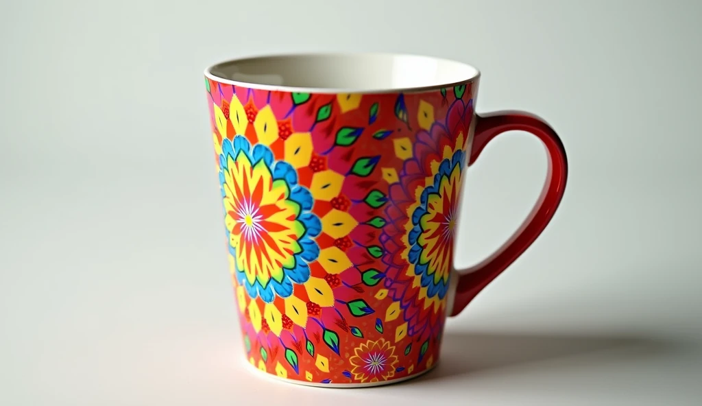 A VIBRANTLY PATTERNED COFFEE CUP