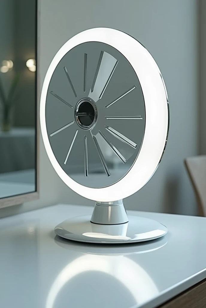 can you combine a makeup mirror with a fan with a space/gap in circle shape for the breeze of the fan to come out