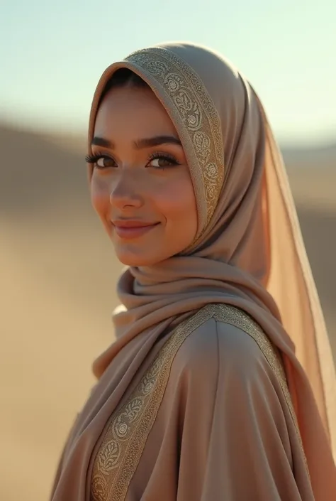 hijab Arabic beautiful smile and eye woman 
 EXTREME LONG shot  ABAYA 