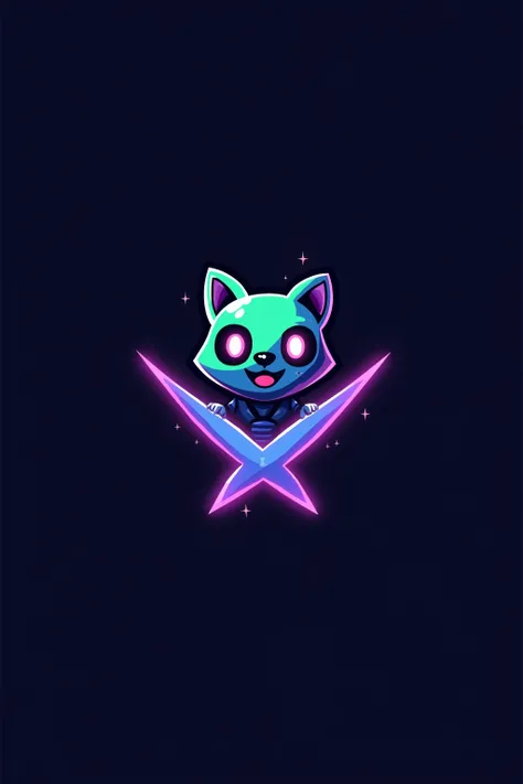 A modern and futuristic Humor logo for BST-X, blending AI technology and VR and meme culture, featuring an animal cartoon mascot glowing  X, vibrant color palette (neon blue, purple, and green), sharp and clean design with a tech vibe, minimalistic yet pla...