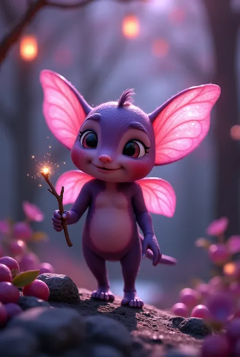  Plum Pixie
Appearance: A petite, rounded character with deep purple skin and soft, velvety textures. Their wings are made of thin plum petals that shimmer with a magical glow. They have large, bright eyes and a tiny, mischievous grin. Setting: A twilight ...