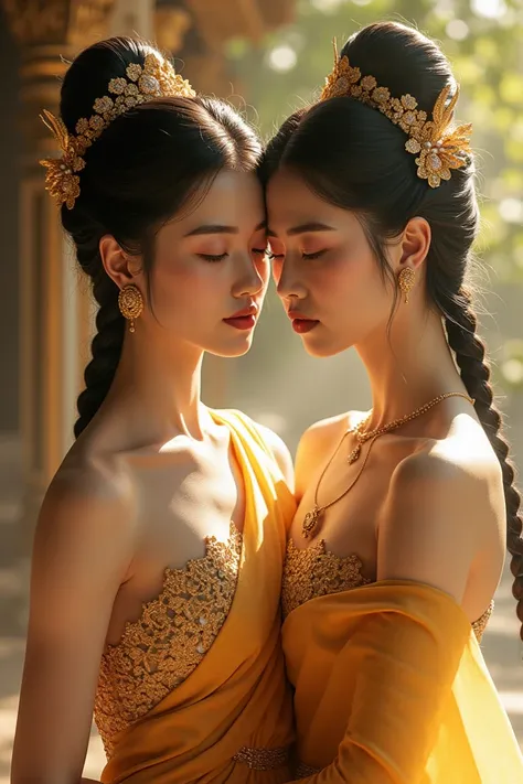 Perfect details, High definition, Realistic, In the golden age of Ayutthaya, the beauty of twin sisters, Wimolathita and Wiliyathara, is told like a poem of sunlight and water that nourishes life. Both are like apsaras who have descended amidst the exquisi...