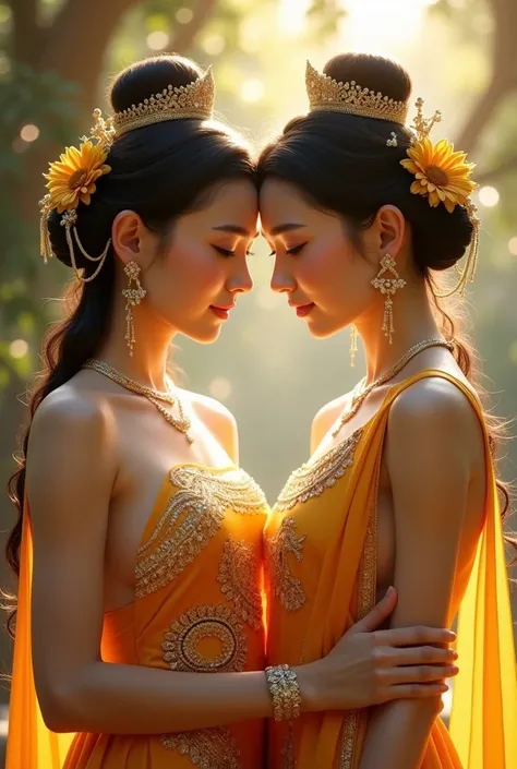 Perfect details, High definition, Realistic, In the golden age of Ayutthaya, the beauty of twin sisters, Wimolathita and Wiliyathara, is told like a poem of sunlight and water that nourishes life. Both are like apsaras who have descended amidst the exquisi...