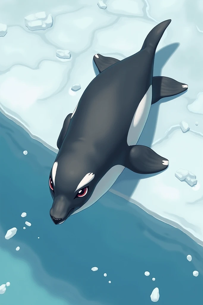 "A polar hybrid creature with the upright body of a penguin and the smooth, streamlined skin and flippers of a seal. Its black-and-white coloring is blended with the seal’s gray tones, and its beak and expressive eyes hint at its dual nature. The creature ...