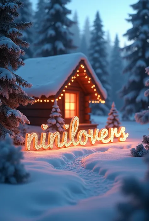 Create a realistic Christmas background with the name Ninilovers and with beautiful details and diamonds.