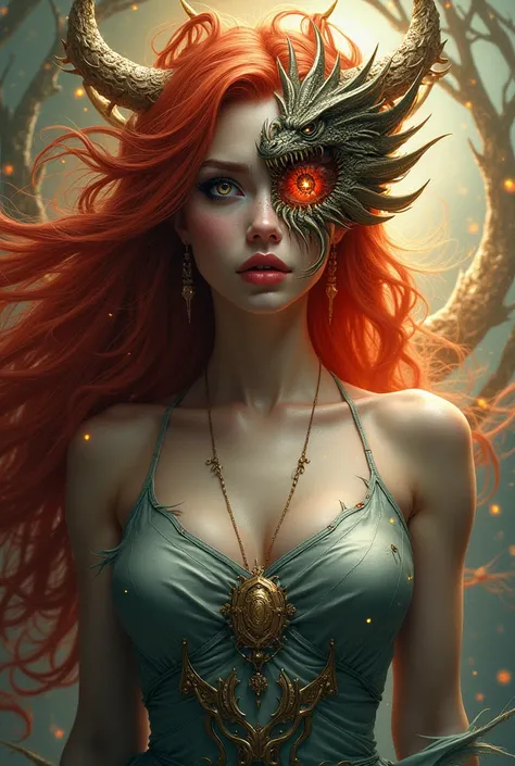 The gender is female race : half god and half dragon, the incarnation of chaos and destruction
She looks great : One eye is a clock eye, one eye is a dragon +, has the most perfect beauty in the world, has the most beautiful and glamorous body in the world...