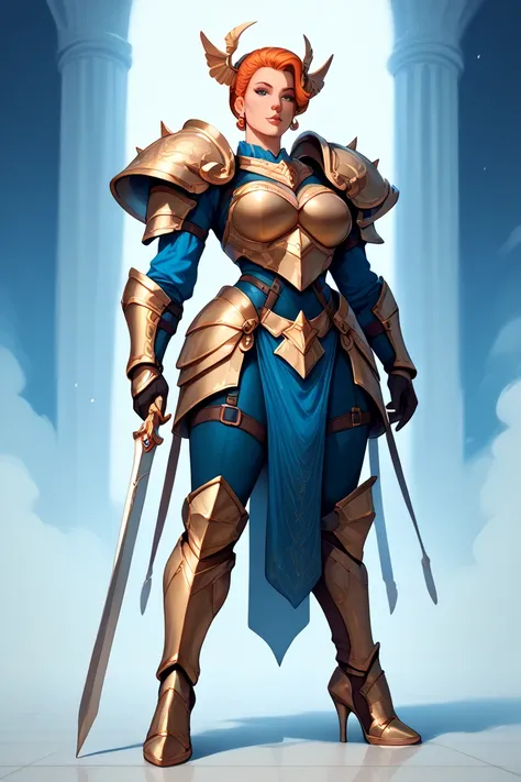  full body view　Heavy Armor　 pretty girl　Reims