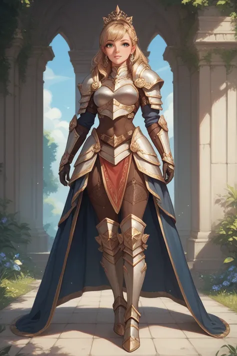  full body view　Beautiful girl in heavy armor　cute