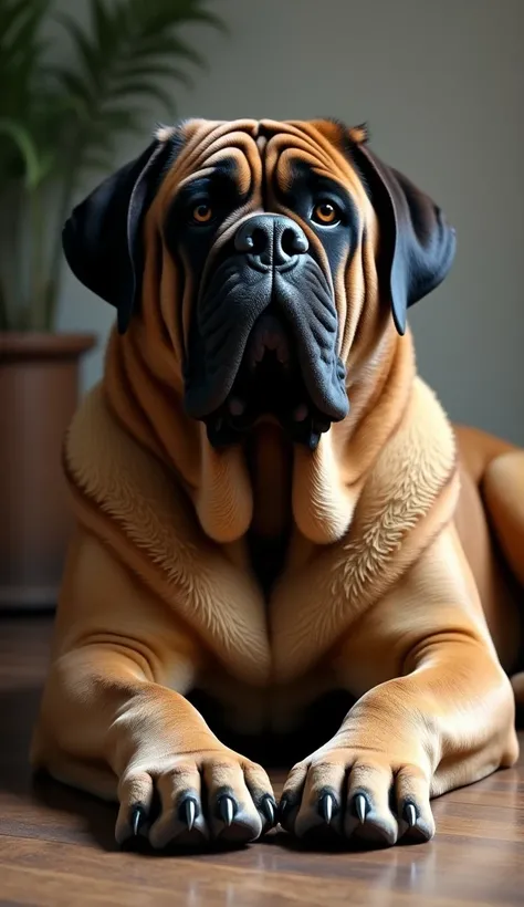 An English mastiff resting,  showing their immense size 