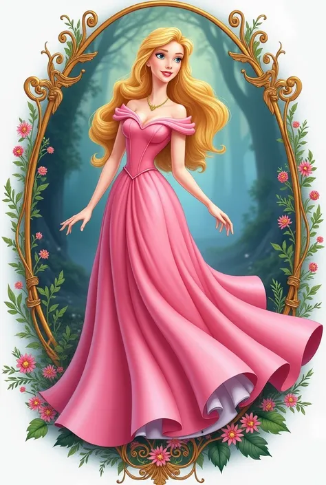 Logo of Disneys Sleeping Beauty princess  with the pink dress