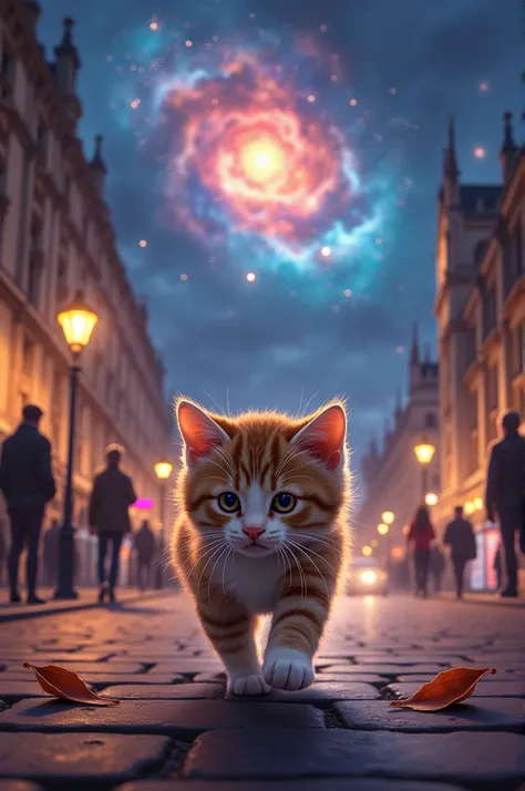 Kitten in London .  With the Big Bang in the background 