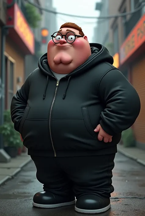 Tu peut me crée une image qui ressemble à peter griffin qui est habiller comme un mec de cité par exemple en running noir 