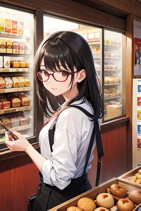  black hair, Glasses, oden shop,