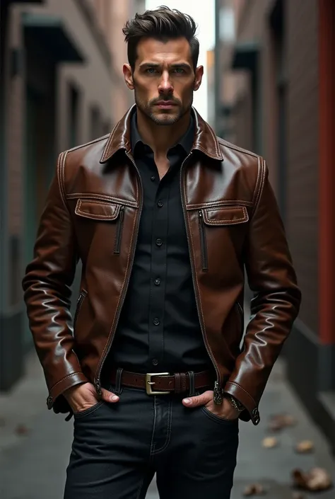 Create an image of men leather jacket.