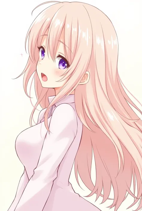 1girl, Long Hair, Looking at viewer, Breasts, Blonde Hair, Purple Eyes, Tongue Out, From Side, Anatomically Correct, Accurate, Pink Hair, Breasts, Open Mouth, Blue eyes, Embarrassed, Yandere, Sanpaku, Excited, Naughty, 