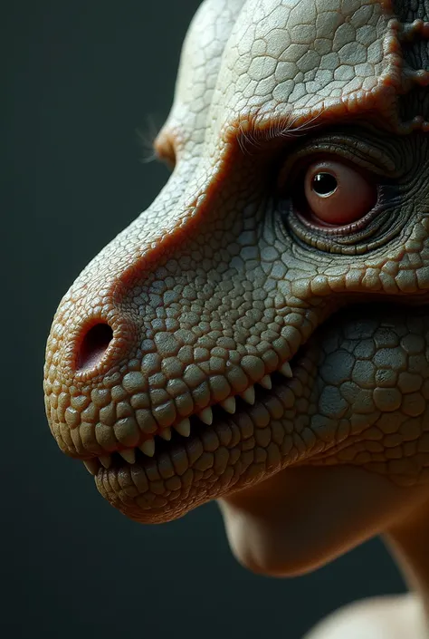 Human nose turns to dinosaur 
Only the nose