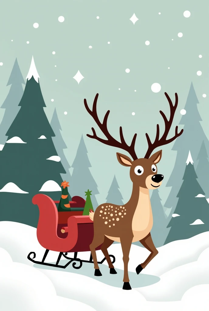 christmas stencil deer with sleigh with face