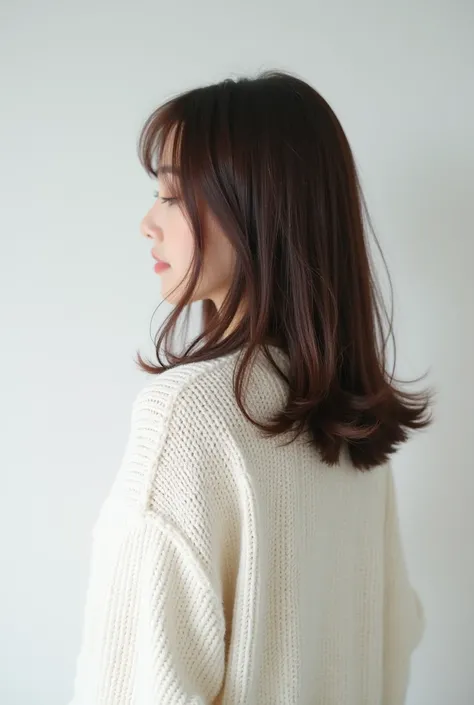 Create images
Realistic back view
Semi-long length
brown hair
Japanese women
white knitted clothes
white wall
Realistic atmosphere
straight hair
Hair style shooting