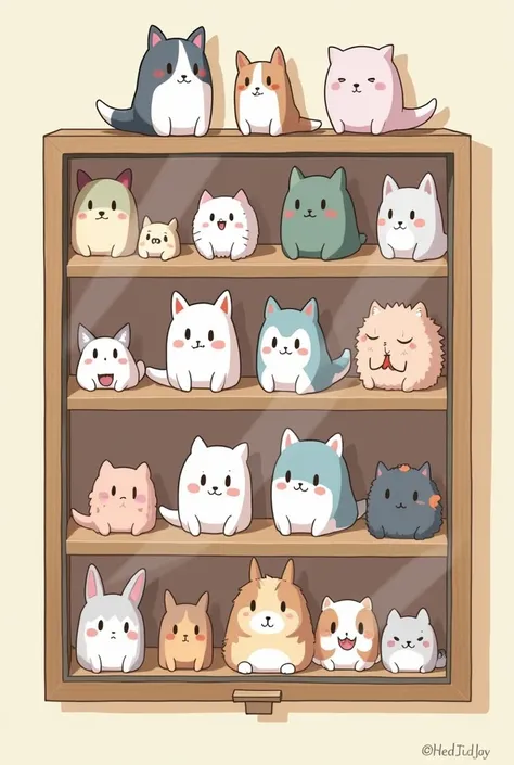 Chibi cartoon
Various kinds of animal dolls
Cute
In a doll clip cabinet
There are many dolls surrounded
Japanese Anime Picture Style