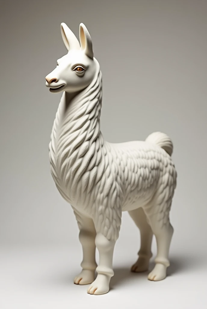 create an image of a plaster statuette of an Andean llama 