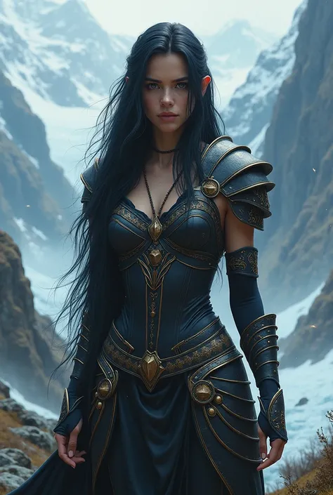 Valkyrie, long black hair, sexy, Norse fantasy, high detail, masterpiece.