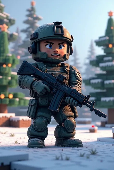 Stive militar navidad Con AK-47 Minecraft 