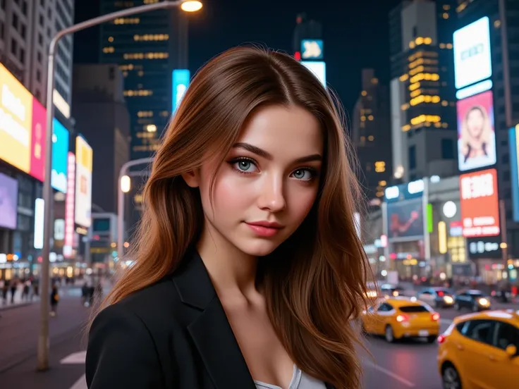 20-year-old woman with brown hair in the city