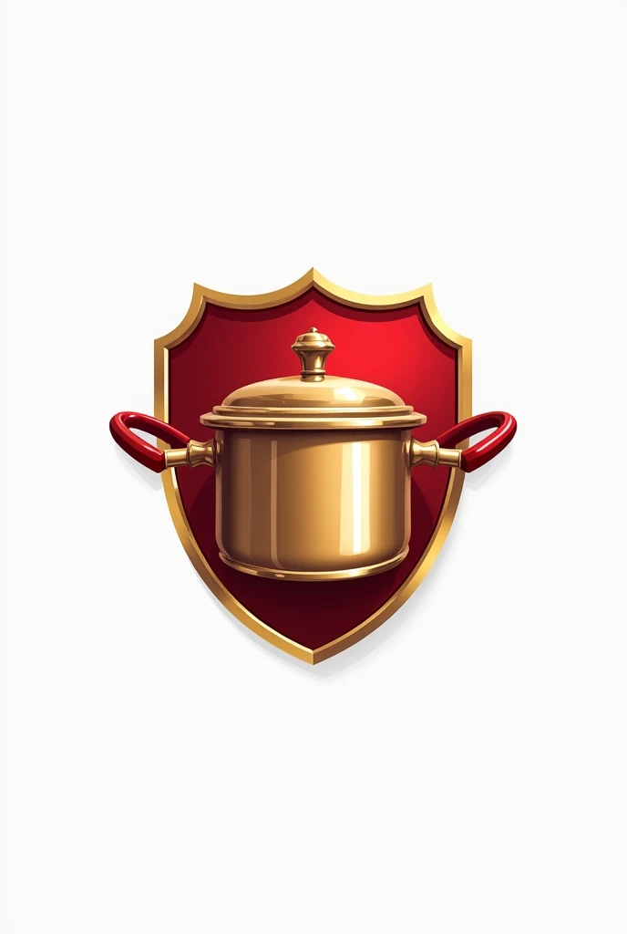 a pressure cooker elite high class school logo in color red and gold and white background