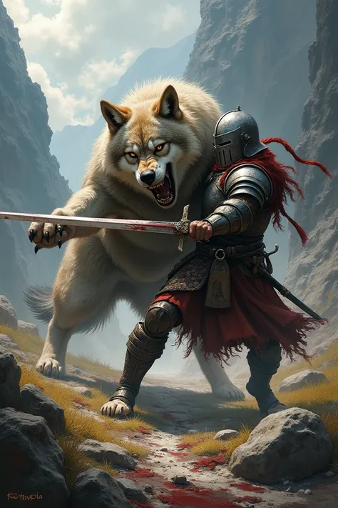 The battle between the wolf and the warrior is the defeat of the wolf