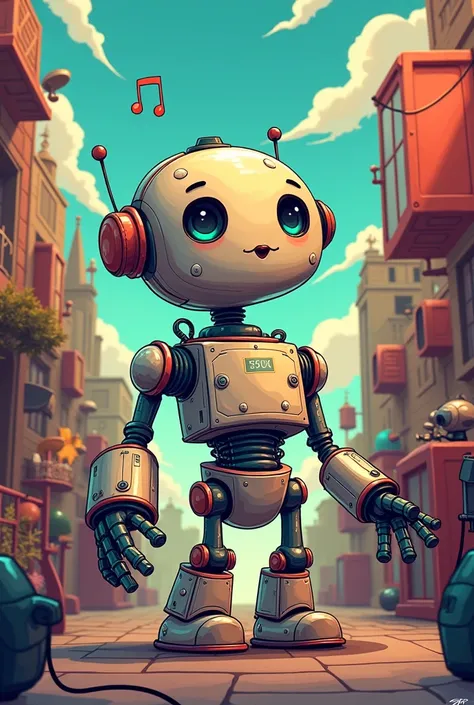 Create a cartoon inspired by the Pitty Robot Eyes song 