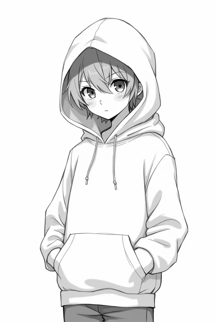 Sketsa anime boy with hoodie, (without coloring sketsa anime boy)