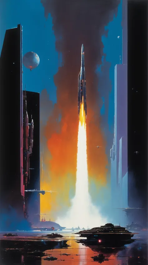 John Harris Style - painting in the style of Vincent Di Fate and John Berkey and John Harris