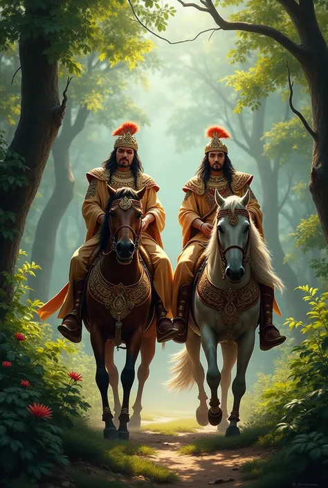 2 indian king going to forest by horse 