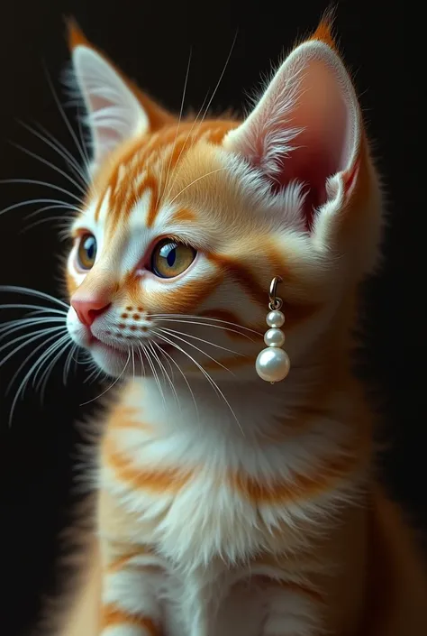  woman with a Vermeer pearl earring　The model is a kitten 　photograph