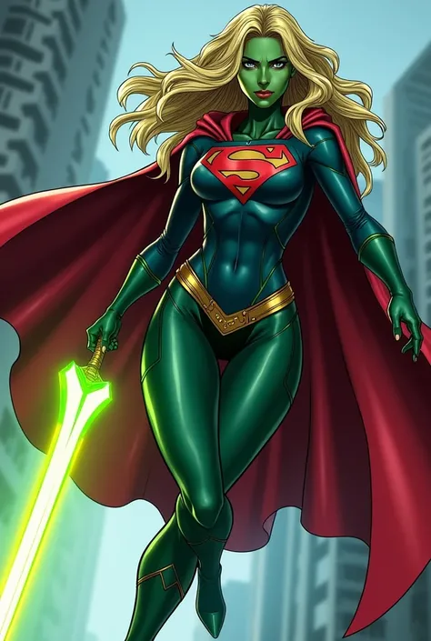 Gamora & Supergirl Hybrid

Name: Super-Gamora

Appearance: A mix of Gamora’s green skin and armor with Supergirl’s red and blue color scheme. Her cape is a blend of crimson and dark green, flowing behind her as she hovers. She wields Gamora’s energy sword,...