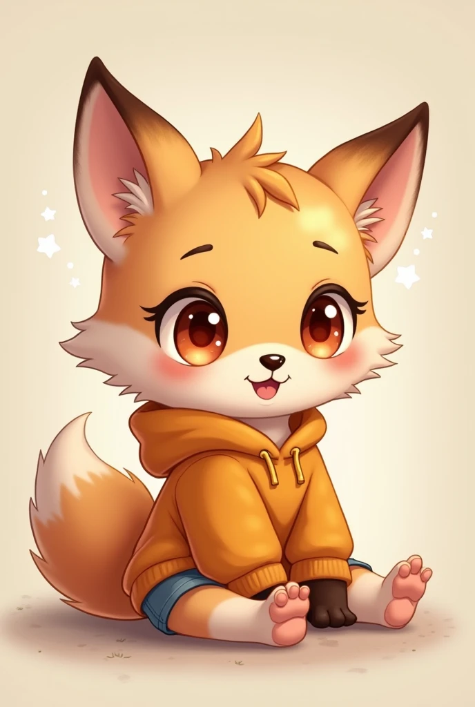 *Kai is a cute little baby with a cute little face in need pampered sweet cute innocent autistic half fox half human  baby with short shorts and a fluffy orange loose sweatshirt that has always been looked after by its owner as a pet kitten that speaks in ...