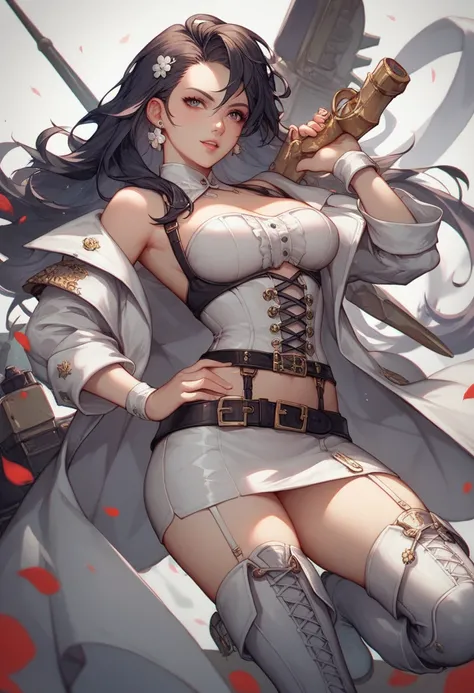 name:  The Girl of Death
Gender  :Female age  : 19 years old
Weapon  :  Uji Dujeong
Appearance  : ,  Long haired woman with long dark hair ,  Features a gorgeous and slender figure
outfits: White corset with a visible abdomen  , White Fenty  ,  White Garte...