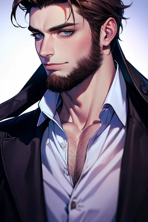 (best quality,4k,8k,highres,masterpiece:1.2),ultra-detailed,(realistic,photorealistic,photo-realistic:1.37),30 year old man,3 day beard,handsome anime,portraits,strong,masculine,dark hair,sharp jawline,mesmerizing eyes,perfectly styled hair,cool anime outf...