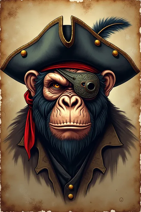 Ape logo with pirate hat and antique mask