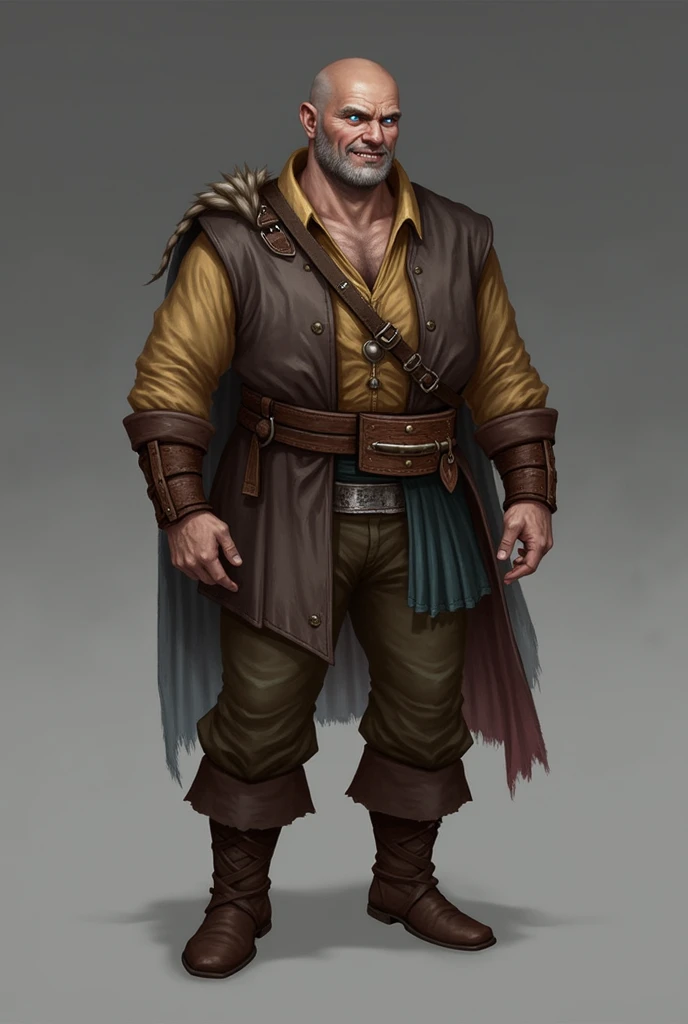 Thalgar  "the innkeeper"
Role:  Owner of the Inn
Description : Thalgar  es un hombre de gran tamaño y complexión robusta,  with a shaved head and piercing blue eyes .  He has a mocking smile showing his sharp teeth ,  and his presence commands respect even...