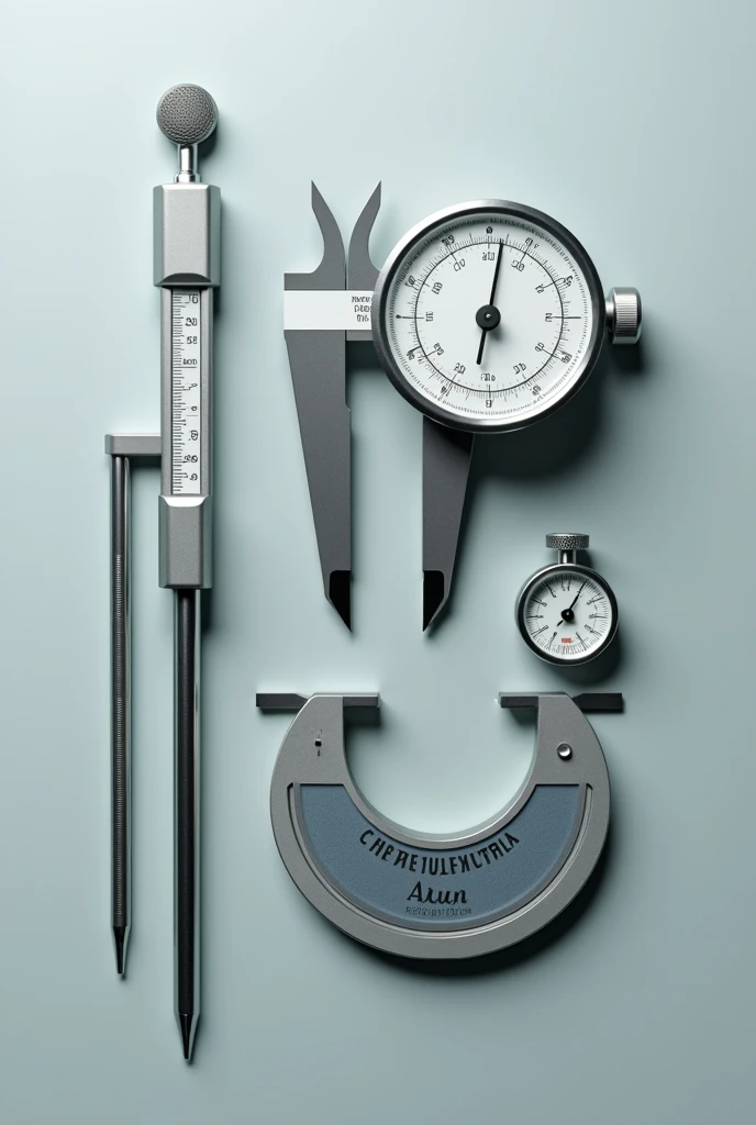 Calipers,  thermometer , Micrometer, 