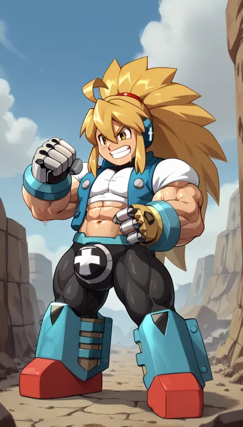  Highest Masterpiece, Max Image,8k, huge muscles, impending sexual activity, sc1er6 {x} mega man {x} sc1er6 {x} mega man {x} x} x} is a good idea,Chibi, bulging muscles ,A face in pain,Excessive sweating and drooling,Ejaculate forcefully, glossy skin, shin...