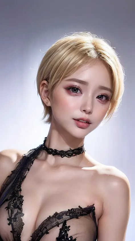 ( blonde short hair :1.5),( gorgeous dresses:1.3),(Look at your face up close  :1.3),(Accuracy:1.4),(4K quality:1.3),( top quality:1.5),( whitening :1.6),( Beautiful skin in NFSW :1.4),(10th Generation:1.5),(baby face:1.5),(  The Ultimate Beautiful Girl:1....