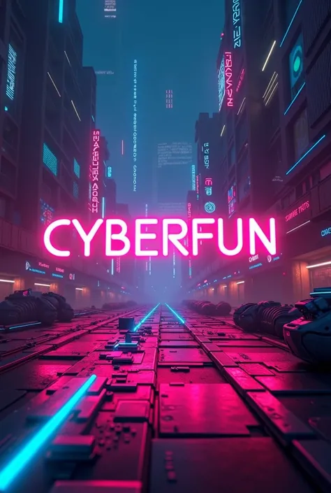 Cyberbank-style New Year banner with neon + countre strike  с надписью CyberFun 