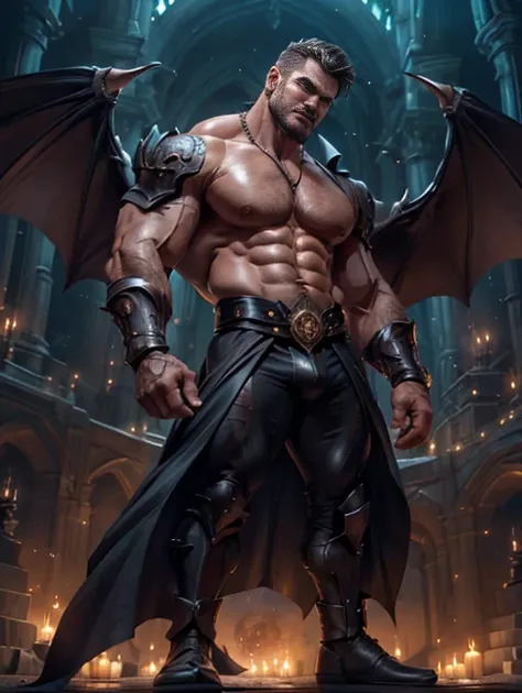 （（（vampires！ devil！Red eye！  Black-lipped teeth  ！big bat wings！Gothic）））, perfect composition ,！））, （（ Involuntary exposure of pectorals ））elegant male, elegant chad chin, elegant and attractive, elegant and elegant, elegant man, sexy male, masculine and ...