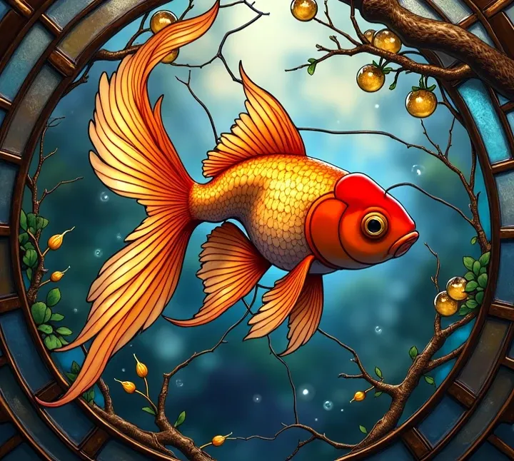 goldfish　 stained glass　Clearly　 real