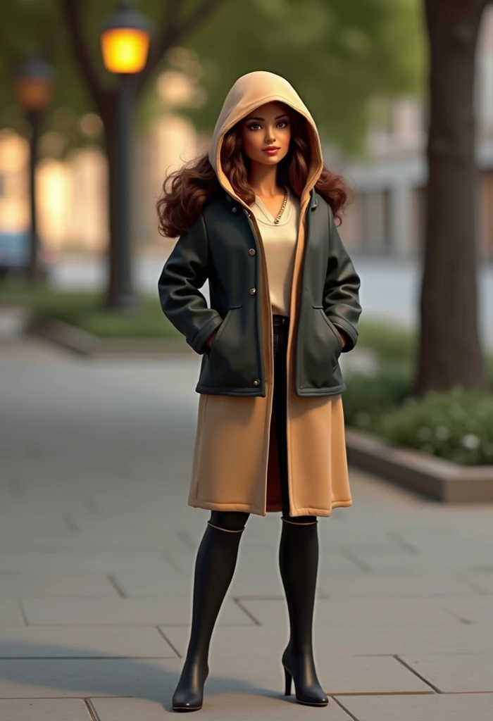 Barbie mixed Maghrébine brown hair hood 