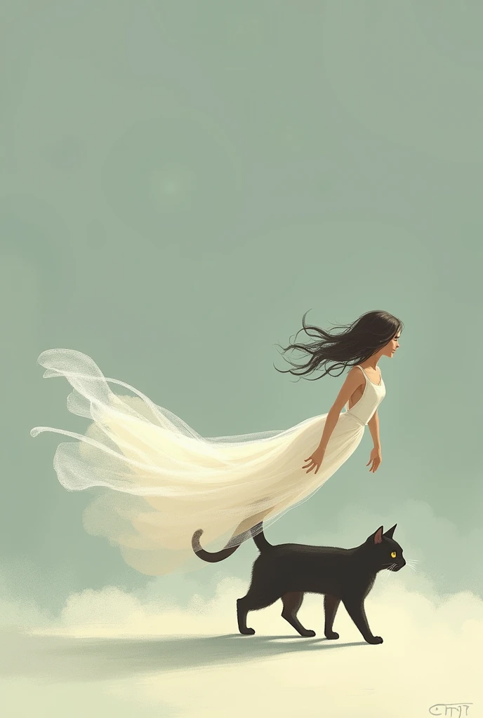 One cat trailing some dress