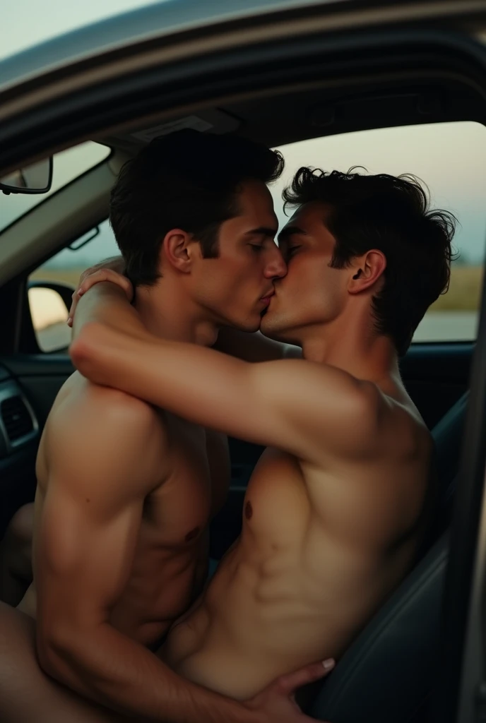 Josh Hutcherson sitting naked in car gay kissing