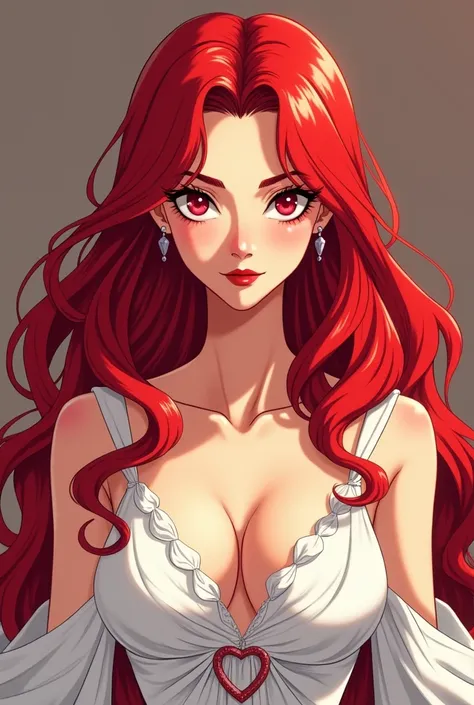 Princess, Flat colors, Red hair, red eye, anime girl, villainess, tan skin, white dress